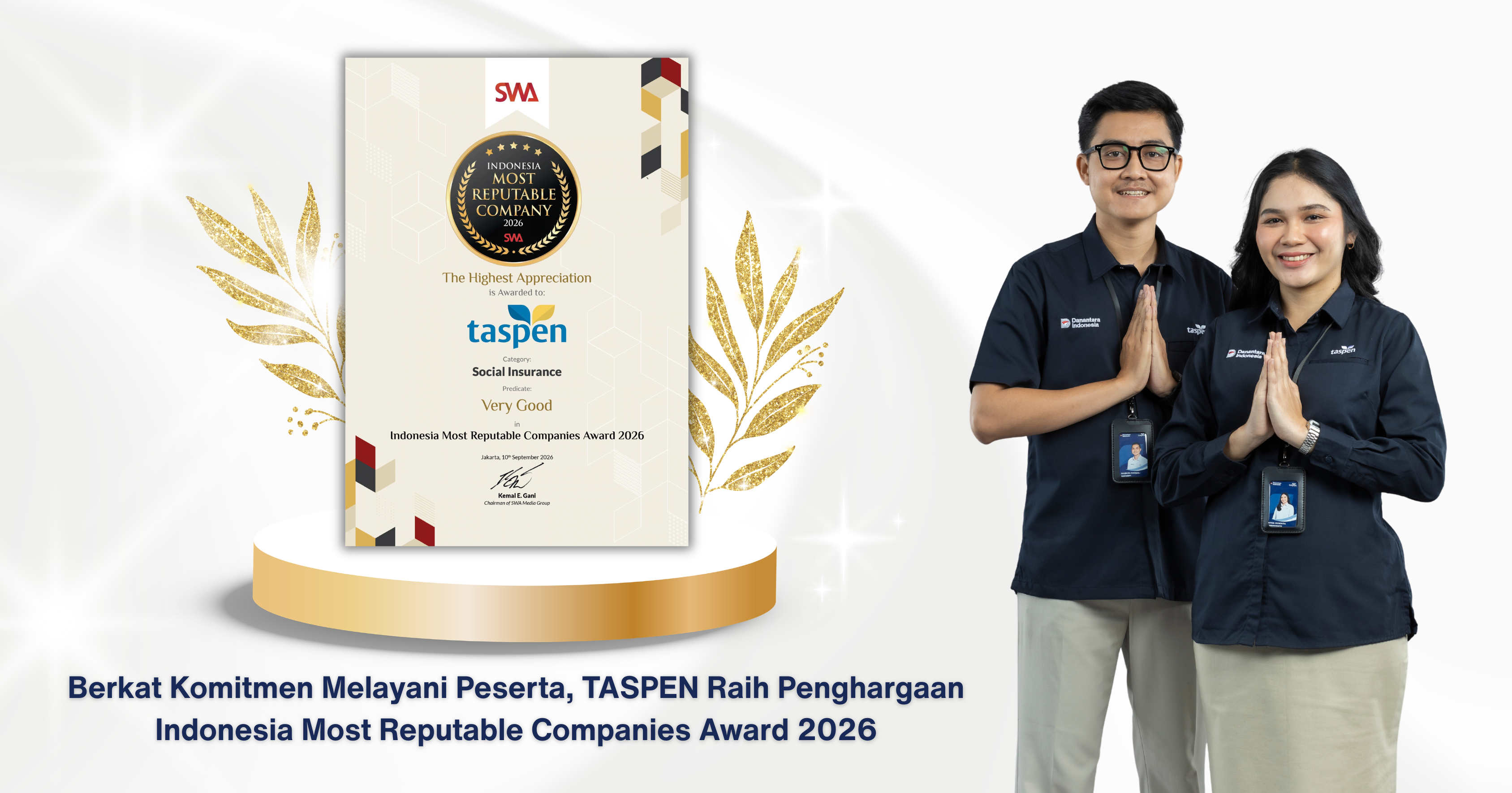 Berkat Komitmen Melayani Peserta, TASPEN Raih Penghargaan Indonesia Most Reputable Companies Award 2026